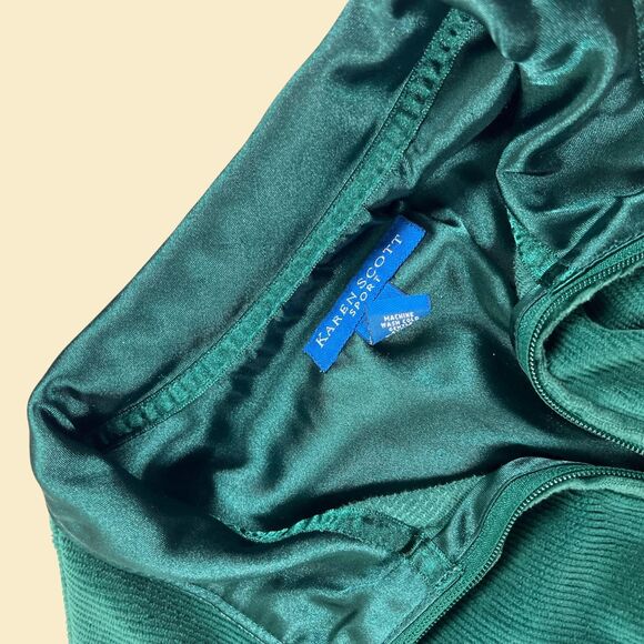 Vintage Y2K XL velour Karen Scott ribbed jacket, 2000s green corduroy-style - Picture 4 of 9